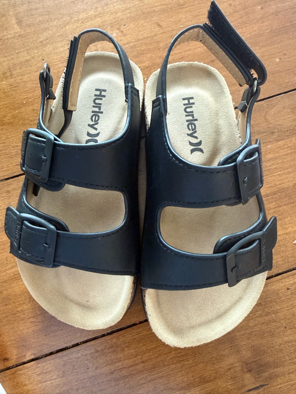 Hurley Black Buckle Dual-Strap Slide Sandals